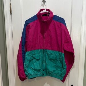 Vintage Hobie Color Block Zip Windbreaker Large